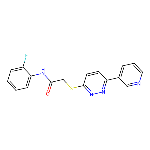 N-(2-fluorophenyl)-2-(6-pyridin-3-ylpyridazin-3-yl)sulfanylacetamide structure