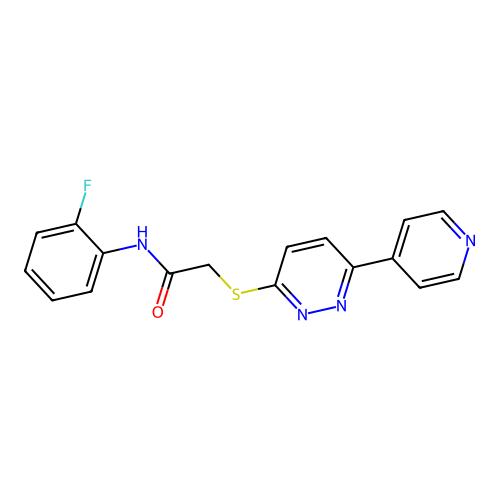 N-(2-fluorophenyl)-2-(6-pyridin-4-ylpyridazin-3-yl)sulfanylacetamide structure