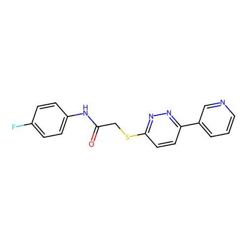 N-(4-fluorophenyl)-2-(6-pyridin-3-ylpyridazin-3-yl)sulfanylacetamide structure