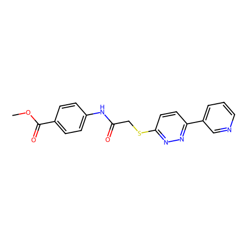 Methyl 4-[[2-(6-pyridin-3-ylpyridazin-3-yl)sulfanylacetyl]amino]benzoate structure