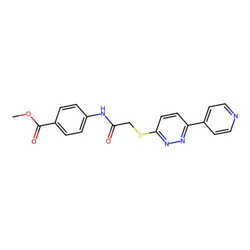 Methyl 4-(2-((6-(pyridin-4-yl)pyridazin-3-yl)thio)acetamido)benzoate structure