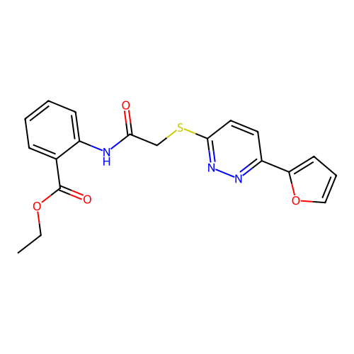 Ethyl 2-(2-((6-(furan-2-yl)pyridazin-3-yl)thio)acetamido)benzoate structure