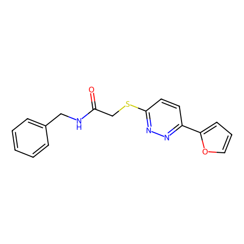 N-benzyl-2-[6-(furan-2-yl)pyridazin-3-yl]sulfanylacetamide structure