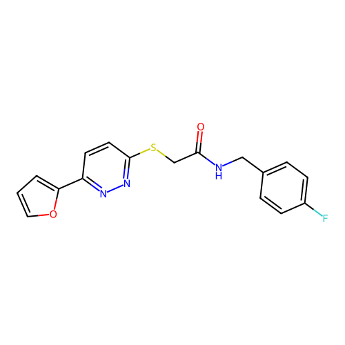 N-(4-fluorobenzyl)-2-((6-(furan-2-yl)pyridazin-3-yl)thio)acetamide structure