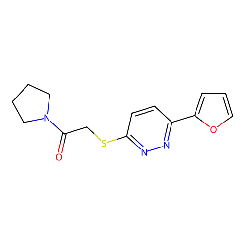 2-[6-(Furan-2-yl)pyridazin-3-yl]sulfanyl-1-pyrrolidin-1-ylethanone structure