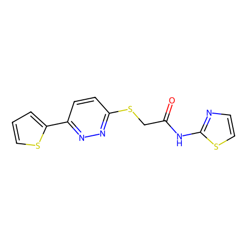 N-(thiazol-2-yl)-2-((6-(thiophen-2-yl)pyridazin-3-yl)thio)acetamide structure