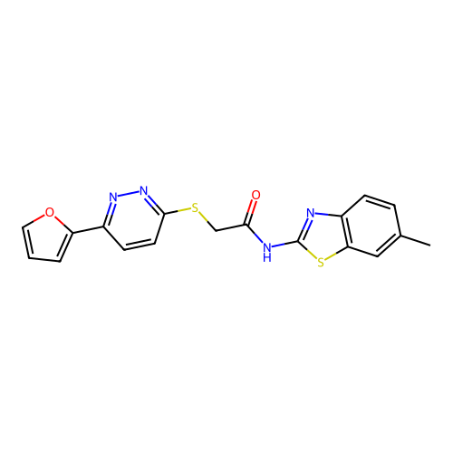 2-((6-(furan-2-yl)pyridazin-3-yl)thio)-N-(6-methylbenzo[d]thiazol-2-yl)acetamide structure
