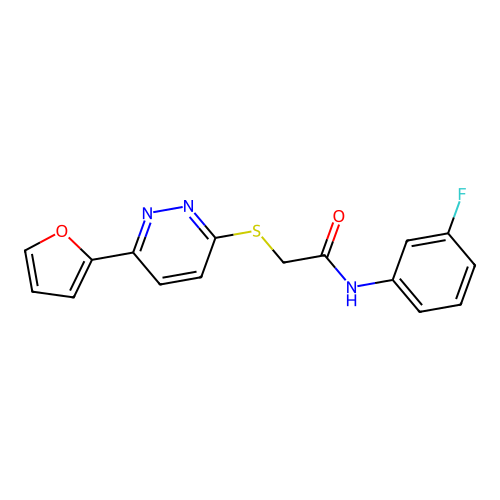 N-(3-fluorophenyl)-2-[6-(furan-2-yl)pyridazin-3-yl]sulfanylacetamide structure