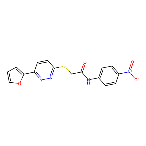2-[6-(furan-2-yl)pyridazin-3-yl]sulfanyl-N-(4-nitrophenyl)acetamide structure