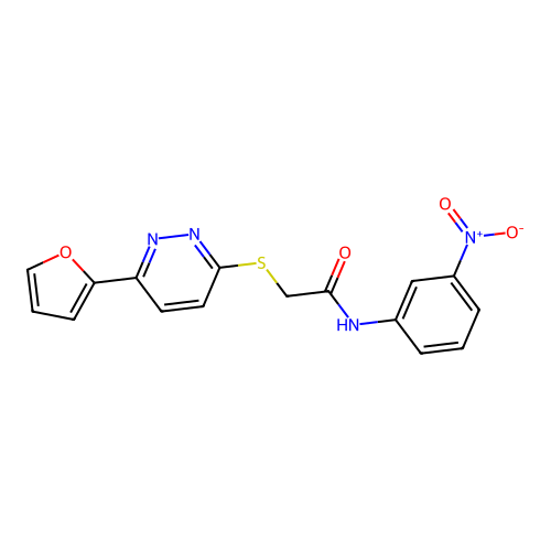 2-[6-(furan-2-yl)pyridazin-3-yl]sulfanyl-N-(3-nitrophenyl)acetamide structure