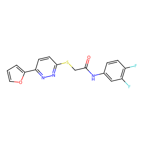N-(3,4-difluorophenyl)-2-[6-(furan-2-yl)pyridazin-3-yl]sulfanylacetamide structure