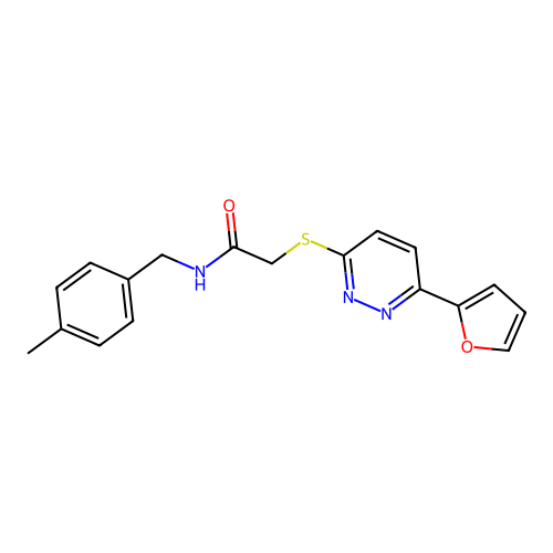 2-((6-(furan-2-yl)pyridazin-3-yl)thio)-N-(4-methylbenzyl)acetamide structure