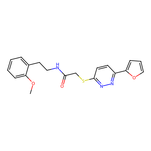 2-[6-(furan-2-yl)pyridazin-3-yl]sulfanyl-N-[2-(2-methoxyphenyl)ethyl]acetamide structure