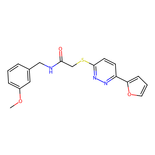 2-[6-(furan-2-yl)pyridazin-3-yl]sulfanyl-N-[(3-methoxyphenyl)methyl]acetamide structure