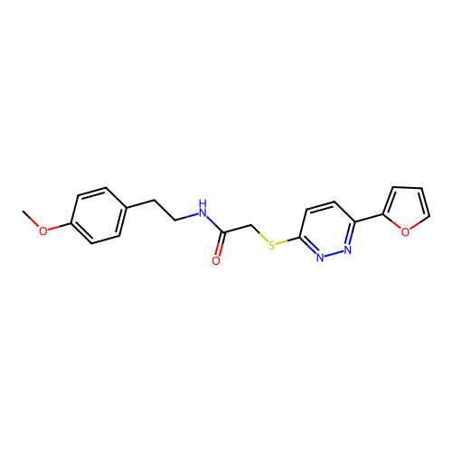 2-[6-(furan-2-yl)pyridazin-3-yl]sulfanyl-N-[2-(4-methoxyphenyl)ethyl]acetamide structure