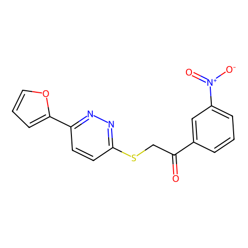 2-[6-(Furan-2-yl)pyridazin-3-yl]sulfanyl-1-(3-nitrophenyl)ethanone structure