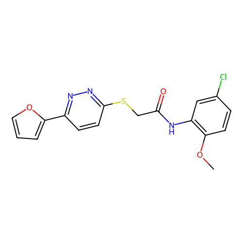 N-(5-chloro-2-methoxyphenyl)-2-[6-(furan-2-yl)pyridazin-3-yl]sulfanylacetamide structure