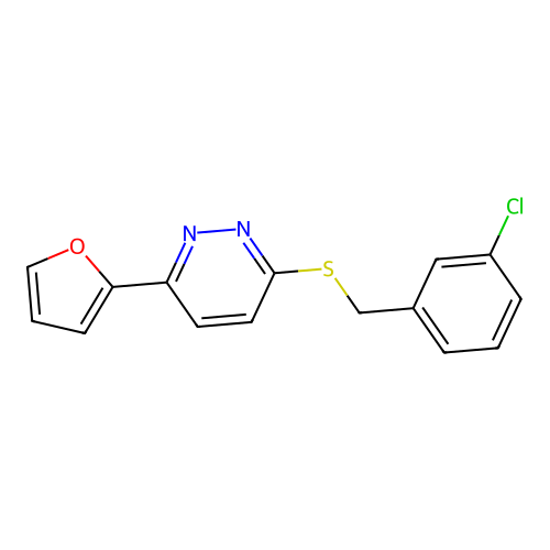 3-((3-Chlorobenzyl)thio)-6-(furan-2-yl)pyridazine structure