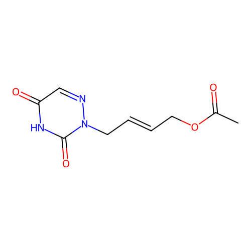 4-(3,5-Dioxo-1,2,4-triazin-2-yl)but-2-enyl acetate structure