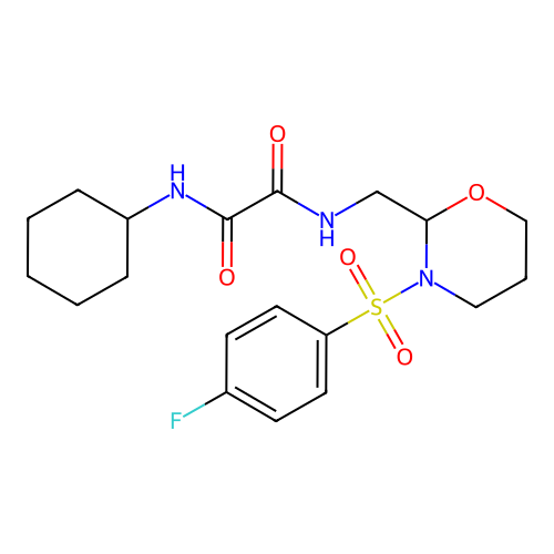 N'-cyclohexyl-N-[[3-(4-fluorophenyl)sulfonyl-1,3-oxazinan-2-yl]methyl]oxamide structure