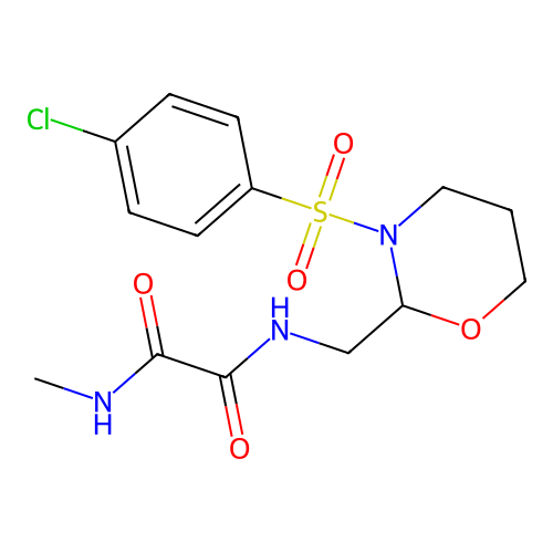 N'-[[3-(4-chlorophenyl)sulfonyl-1,3-oxazinan-2-yl]methyl]-N-methyloxamide structure