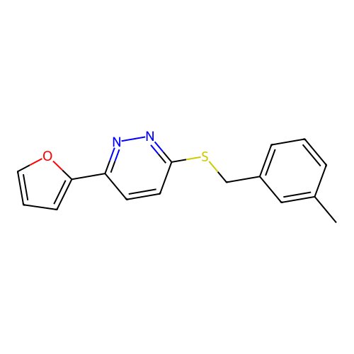 3-(Furan-2-yl)-6-((3-methylbenzyl)thio)pyridazine structure