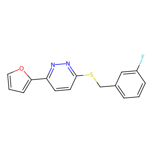 3-[(3-Fluorophenyl)methylthio]-6-(2-furanyl)pyridazine structure