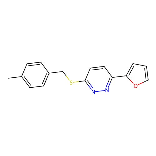 3-(Furan-2-yl)-6-((4-methylbenzyl)thio)pyridazine structure