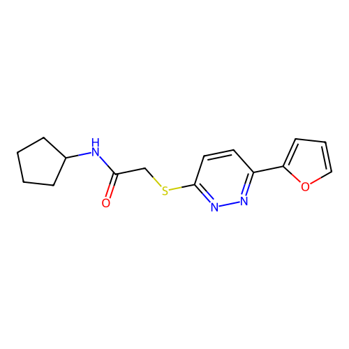 N-cyclopentyl-2-[6-(furan-2-yl)pyridazin-3-yl]sulfanylacetamide structure