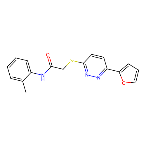 2-[6-(furan-2-yl)pyridazin-3-yl]sulfanyl-N-(2-methylphenyl)acetamide structure