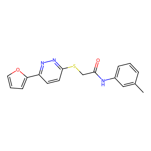 2-[[6-(2-furanyl)-3-pyridazinyl]thio]-N-(3-methylphenyl)acetamide structure