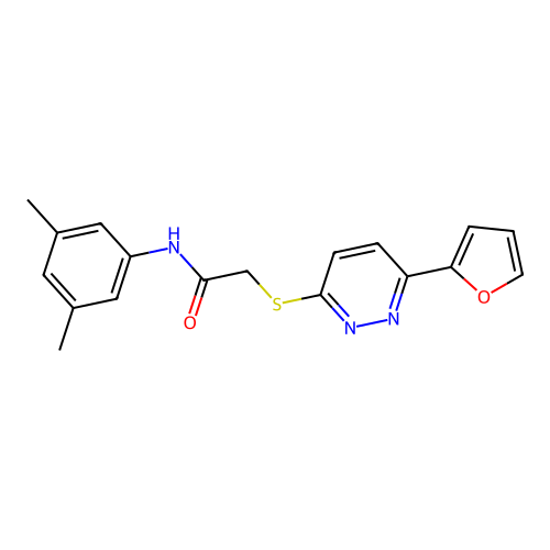 N-(3,5-dimethylphenyl)-2-[6-(furan-2-yl)pyridazin-3-yl]sulfanylacetamide structure