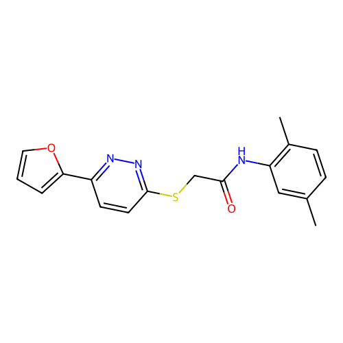 N-(2,5-dimethylphenyl)-2-[6-(furan-2-yl)pyridazin-3-yl]sulfanylacetamide structure