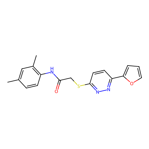 N-(2,4-dimethylphenyl)-2-[6-(furan-2-yl)pyridazin-3-yl]sulfanylacetamide structure
