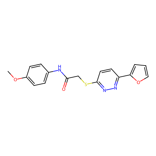 2-[6-(furan-2-yl)pyridazin-3-yl]sulfanyl-N-(4-methoxyphenyl)acetamide structure