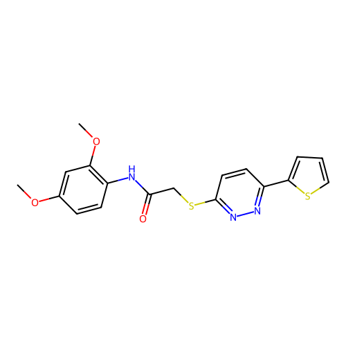N-(2,4-dimethoxyphenyl)-2-(6-thiophen-2-ylpyridazin-3-yl)sulfanylacetamide structure