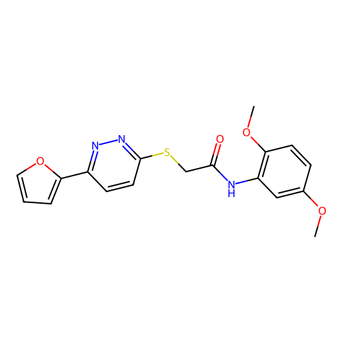 N-(2,5-dimethoxyphenyl)-2-[6-(furan-2-yl)pyridazin-3-yl]sulfanylacetamide structure