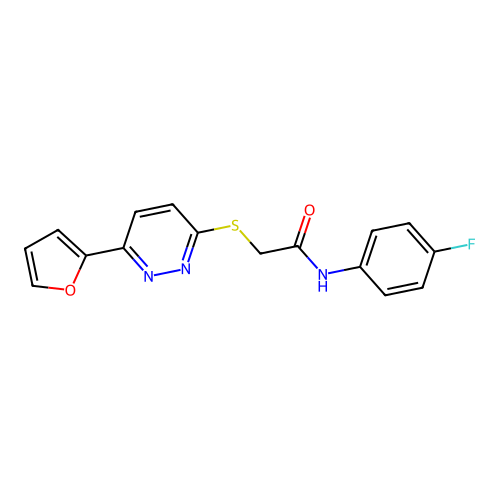 N-(4-fluorophenyl)-2-[6-(furan-2-yl)pyridazin-3-yl]sulfanylacetamide structure