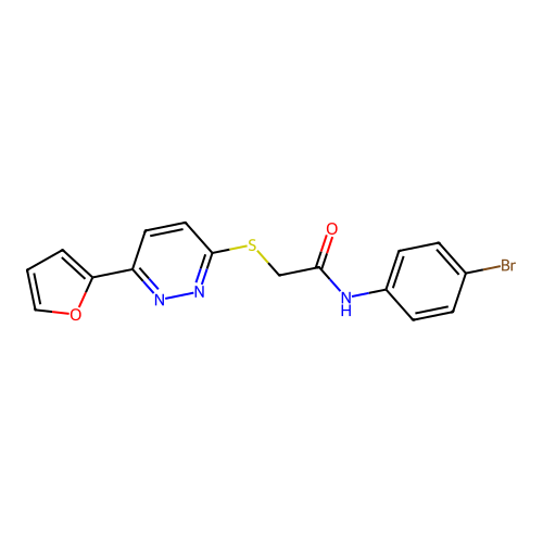 N-(4-bromophenyl)-2-[6-(furan-2-yl)pyridazin-3-yl]sulfanylacetamide structure