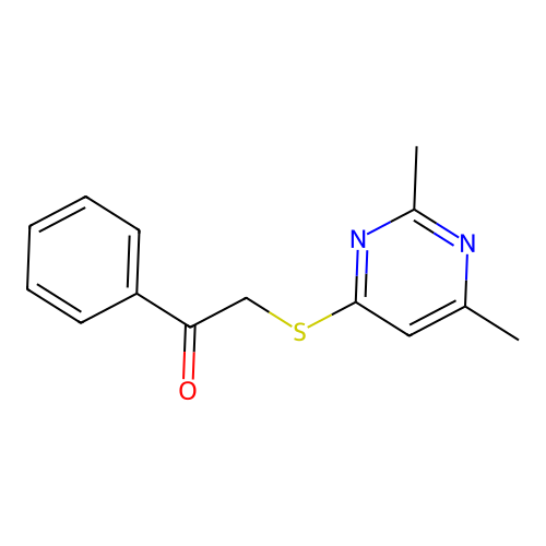 Ethanone, 2-[(2,6-dimethyl-4-pyrimidinyl)thio]-1-phenyl- structure