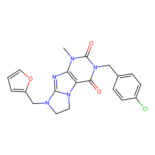 3-(4-chlorobenzyl)-8-(furan-2-ylmethyl)-1-methyl-7,8-dihydro-1H-imidazo[2,1-f]purine-2,4(3H,6H)-dione structure