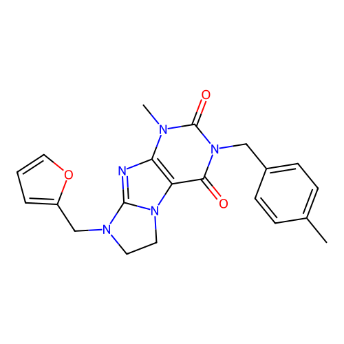 8-(2-furylmethyl)-1-methyl-3-(4-methylbenzyl)-7,8-dihydro-1H-imidazo[2,1-f]purine-2,4(3H,6H)-dione structure