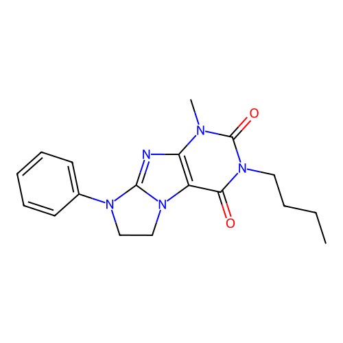 2-Butyl-4-methyl-6-phenyl-7,8-dihydropurino[7,8-a]imidazole-1,3-dione structure