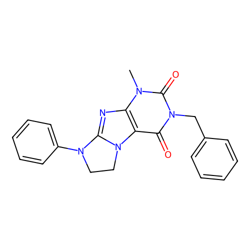 3-benzyl-1-methyl-8-phenyl-7,8-dihydro-1H-imidazo[2,1-f]purine-2,4(3H,6H)-dione structure