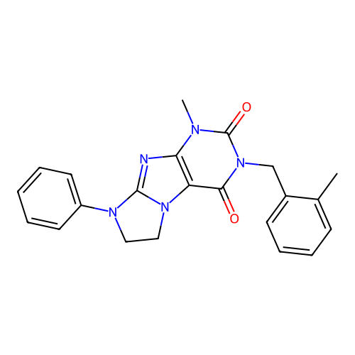 1-methyl-3-[(2-methylphenyl)methyl]-8-phenyl-1H,2H,3H,4H,6H,7H,8H-imidazo[1,2-g]purine-2,4-dione structure