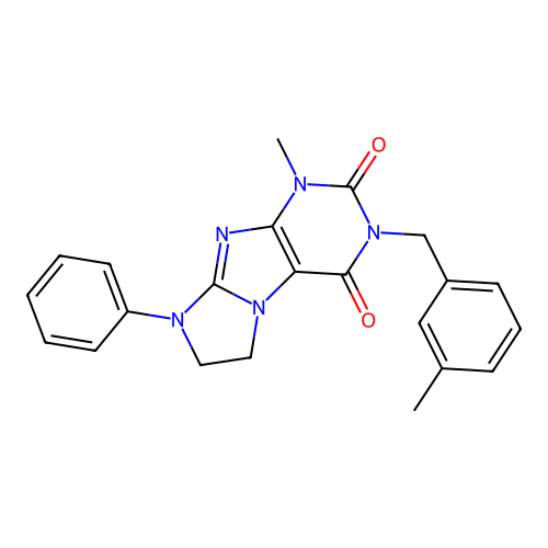 1-methyl-3-[(3-methylphenyl)methyl]-8-phenyl-1H,2H,3H,4H,6H,7H,8H-imidazo[1,2-g]purine-2,4-dione structure