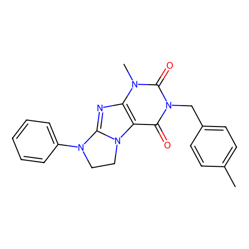 1-methyl-3-[(4-methylphenyl)methyl]-8-phenyl-1H,2H,3H,4H,6H,7H,8H-imidazo[1,2-g]purine-2,4-dione structure