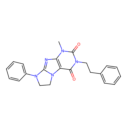 1-methyl-8-phenyl-3-(2-phenylethyl)-7,8-dihydro-1H-imidazo[2,1-f]purine-2,4(3H,6H)-dione structure