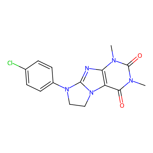 8-(4-chlorophenyl)-1,3-dimethyl-7,8-dihydro-1H-imidazo[2,1-f]purine-2,4(3H,6H)-dione structure