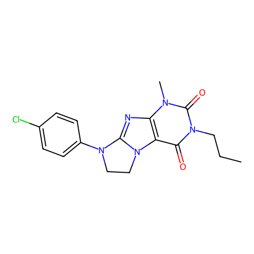 8-(4-chlorophenyl)-1-methyl-3-propyl-7,8-dihydro-1H-imidazo[2,1-f]purine-2,4(3H,6H)-dione structure